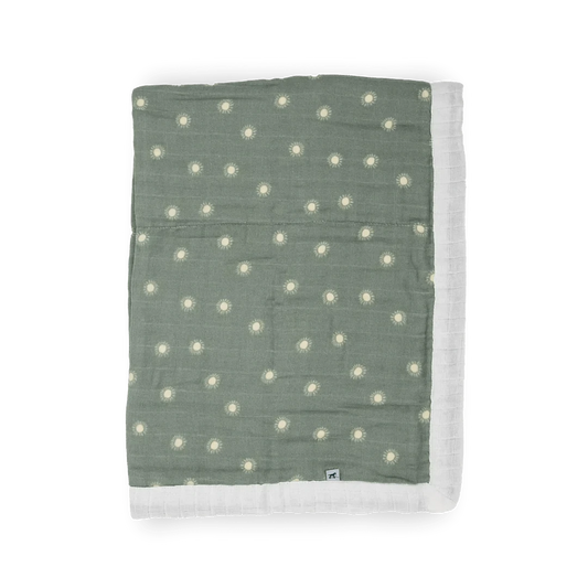 Organic Cotton Muslin Baby Quilt - Sage Suns 2 Little Unicorn Lil Tulips