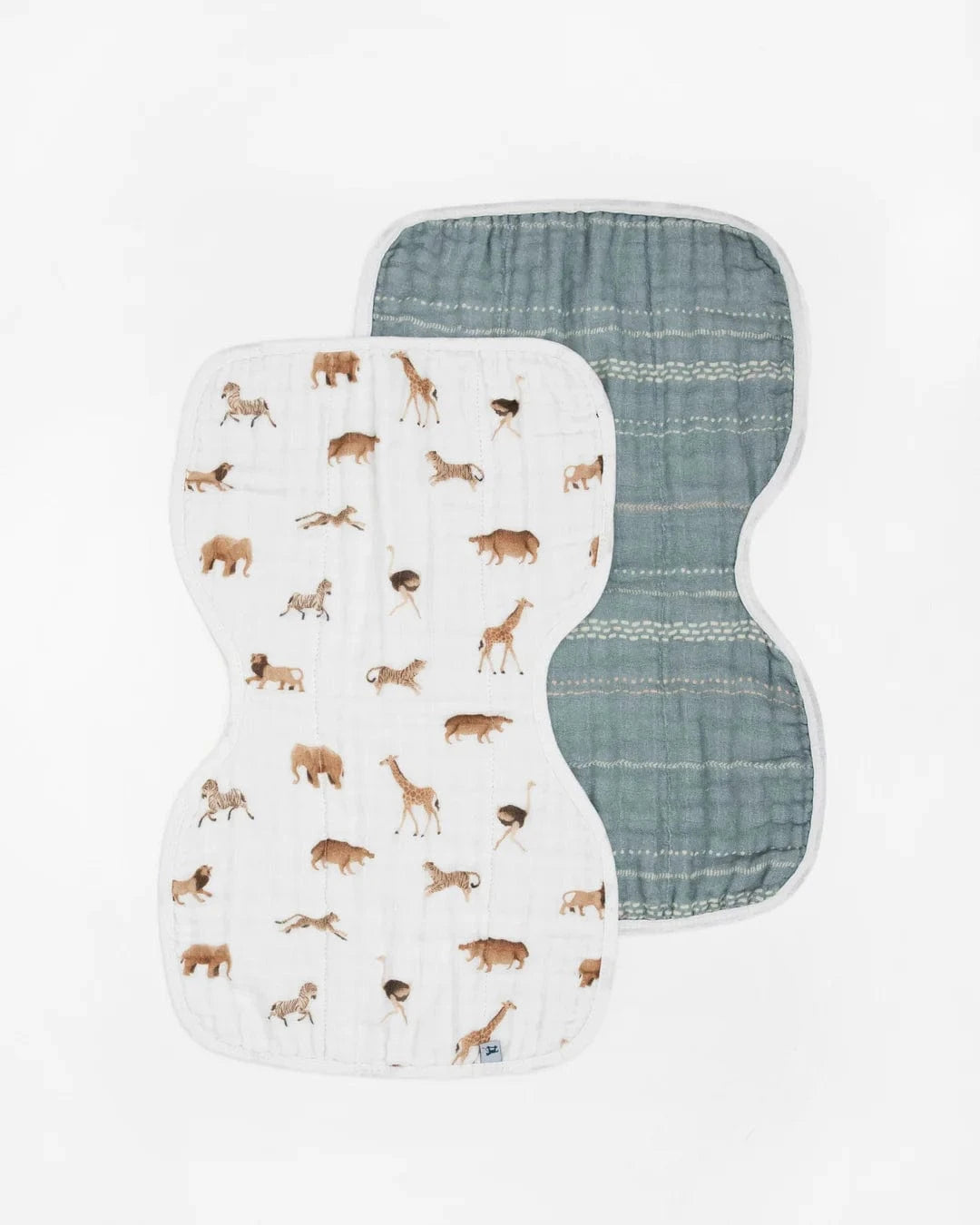 Organic Cotton Muslin Burp Cloth 2 Pack - Animal Crackers + Stillwater Stitch Little Unicorn Lil Tulips