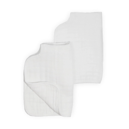 Organic Cotton Muslin Burp Cloth 2 Pack - White + White Little Unicorn Lil Tulips