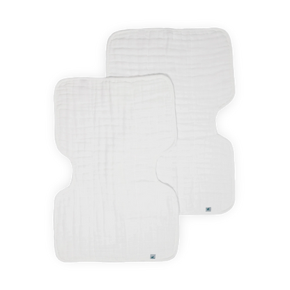 Organic Cotton Muslin Burp Cloth 2 Pack - White + White Little Unicorn Lil Tulips