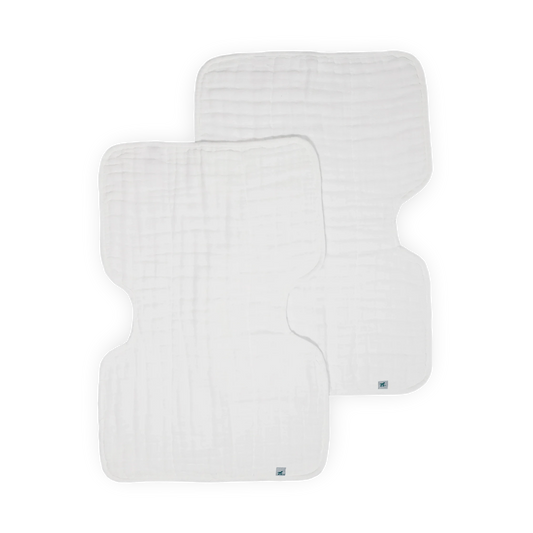 Organic Cotton Muslin Burp Cloth 2 Pack - White + White Little Unicorn Lil Tulips