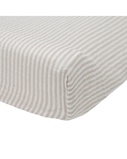 Organic Cotton Muslin Changing Pad Cover - Sand Stripe Little Unicorn Lil Tulips