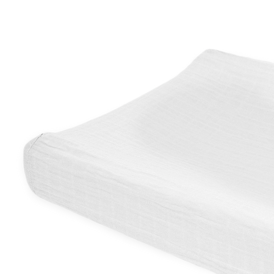 Organic Cotton Muslin Changing Pad Cover - White Little Unicorn Lil Tulips