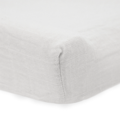 Organic Cotton Muslin Changing Pad Cover - White Little Unicorn Lil Tulips