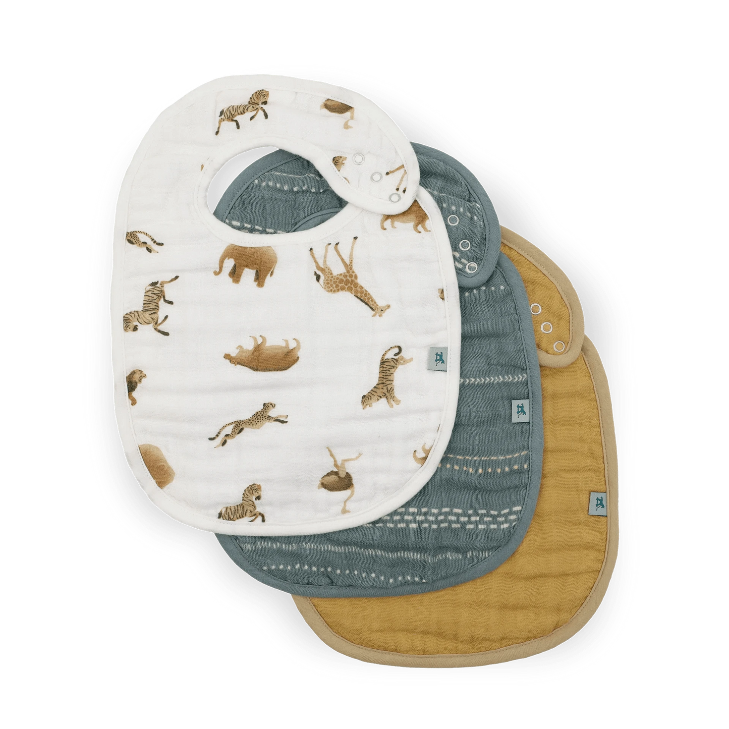 Organic Cotton Muslin Classic Bib 3 Pack - Animal Crackers Little Unicorn Lil Tulips