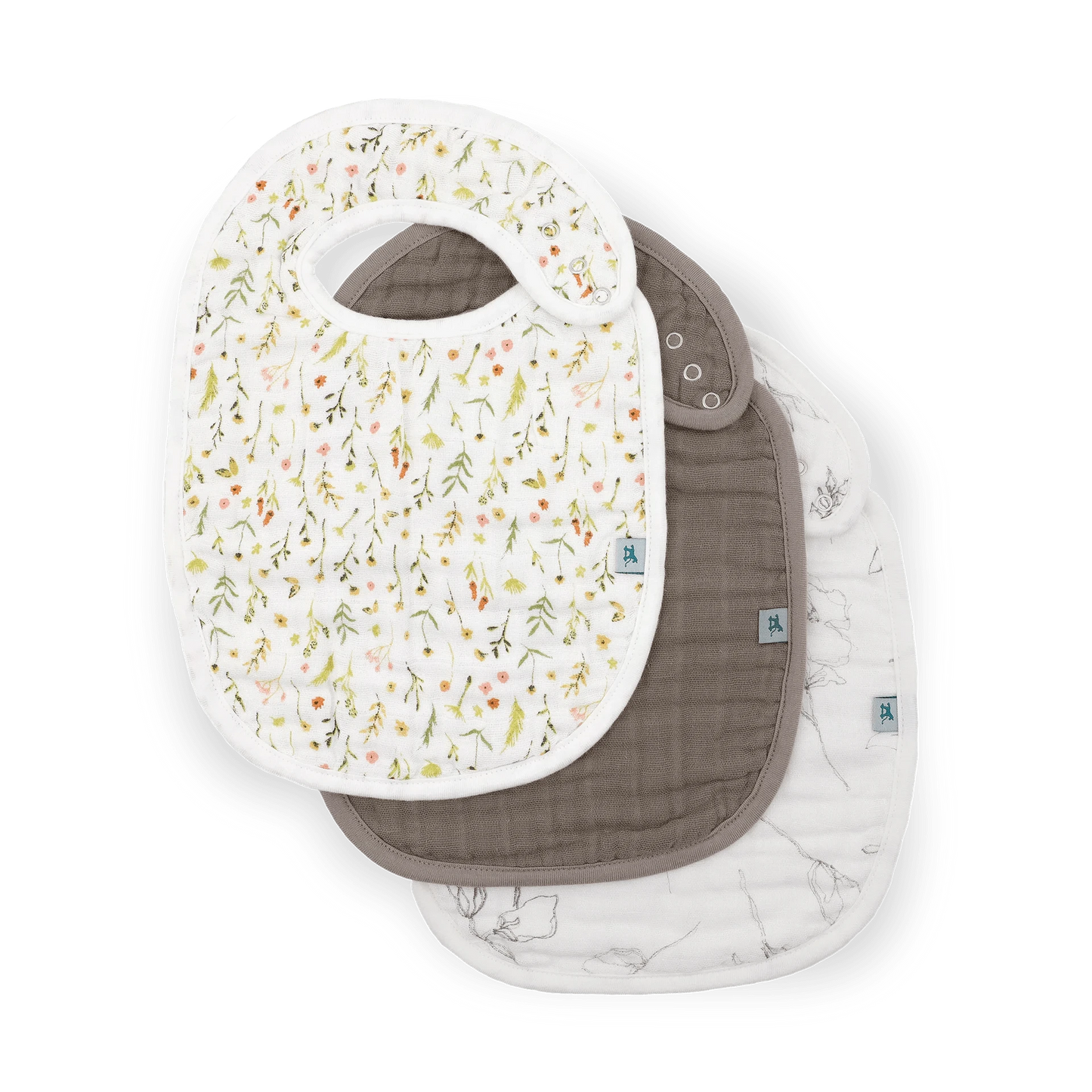 Organic Cotton Muslin Classic Bib 3 Pack - Floral Field Little Unicorn Lil Tulips