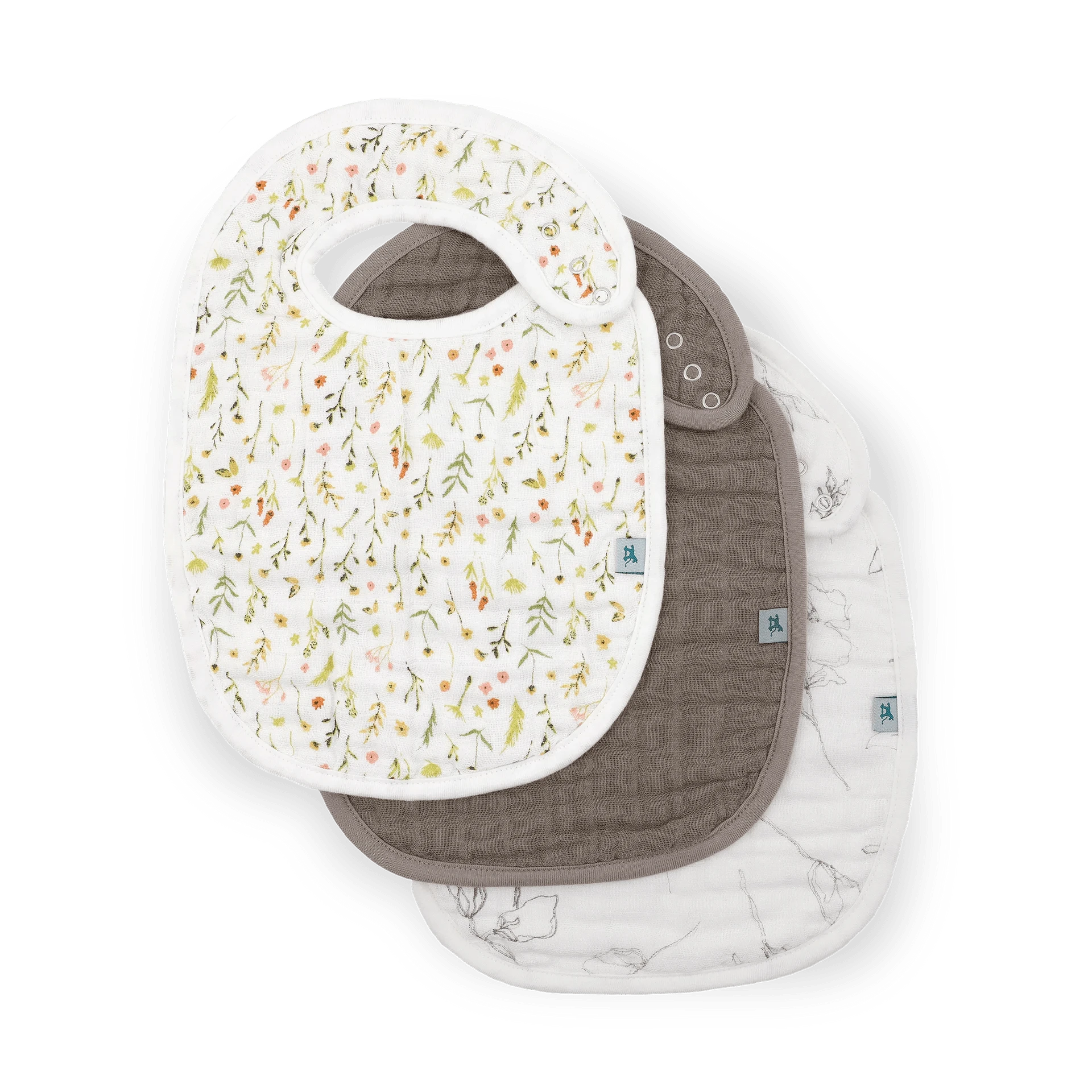Organic Cotton Muslin Classic Bib 3 Pack - Floral Field Little Unicorn Lil Tulips