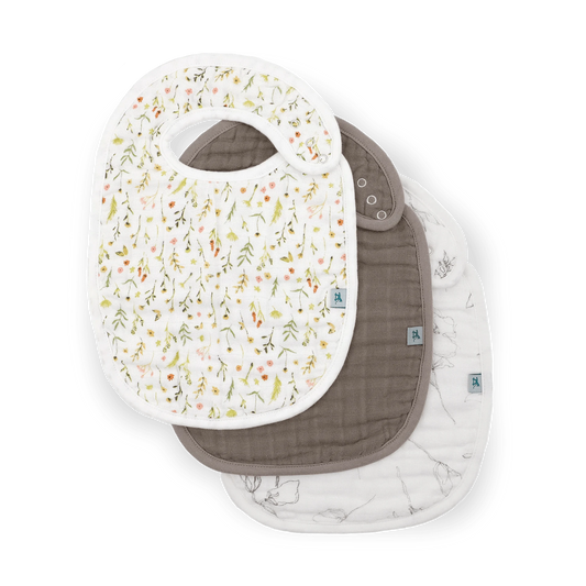 Organic Cotton Muslin Classic Bib 3 Pack - Floral Field Little Unicorn Lil Tulips