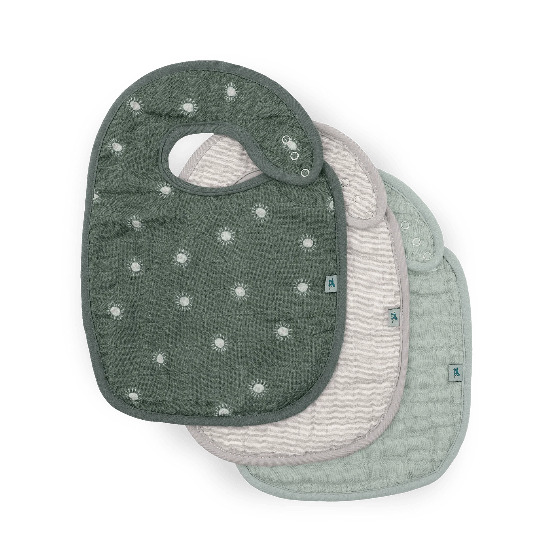 Organic Cotton Muslin Classic Bib 3 Pack - Sage Suns Little Unicorn Lil Tulips