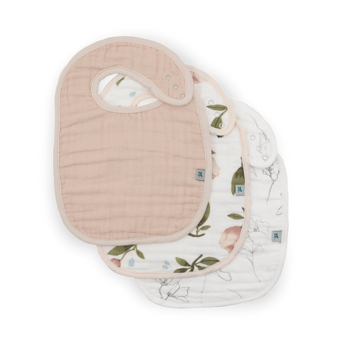 Organic Cotton Muslin Classic Bib 3 Pack - Watercolor Floret Little Unicorn Lil Tulips