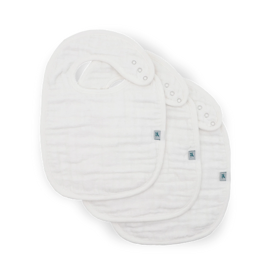 Organic Cotton Muslin Classic Bib 3 Pack - White Little Unicorn Lil Tulips
