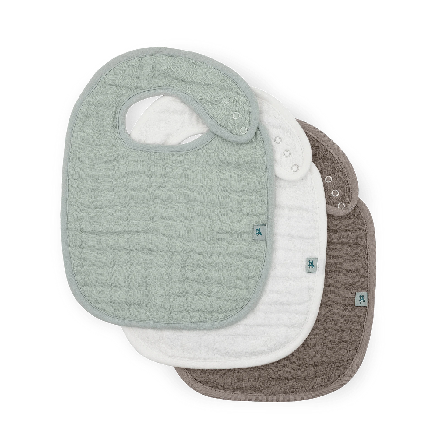 Organic Cotton Muslin Classic Bib 3 Pack - White Sage Little Unicorn Lil Tulips