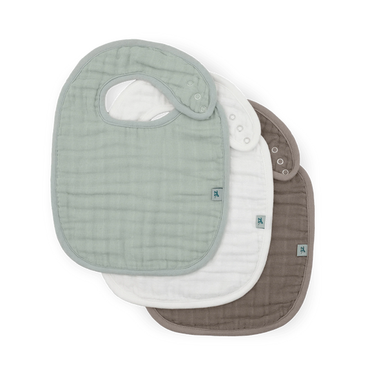 Organic Cotton Muslin Classic Bib 3 Pack - White Sage Little Unicorn Lil Tulips