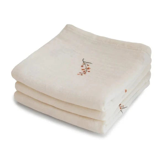 Organic Cotton Muslin Cloths 3-Pack - Flowers Mushie Lil Tulips