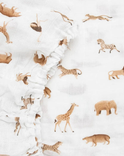 Organic Cotton Muslin Crib Sheet - Animal Crackers Little Unicorn Lil Tulips