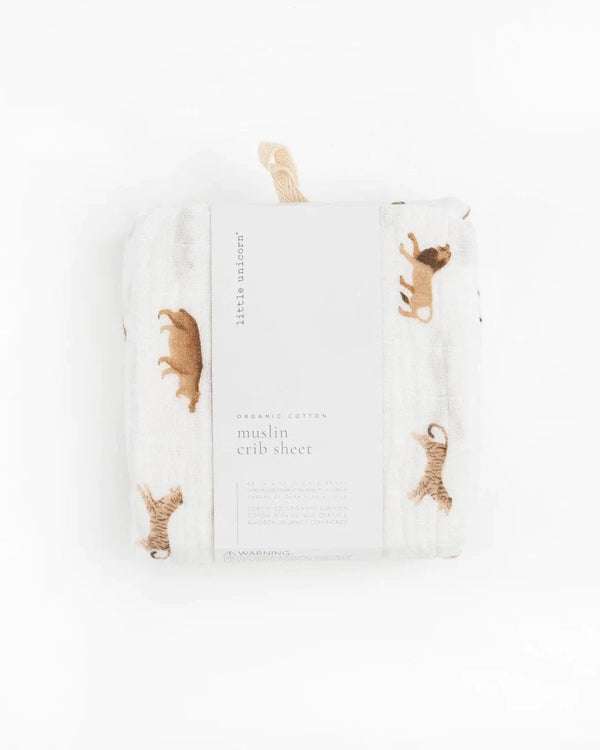 Organic Cotton Muslin Crib Sheet - Animal Crackers Little Unicorn Lil Tulips
