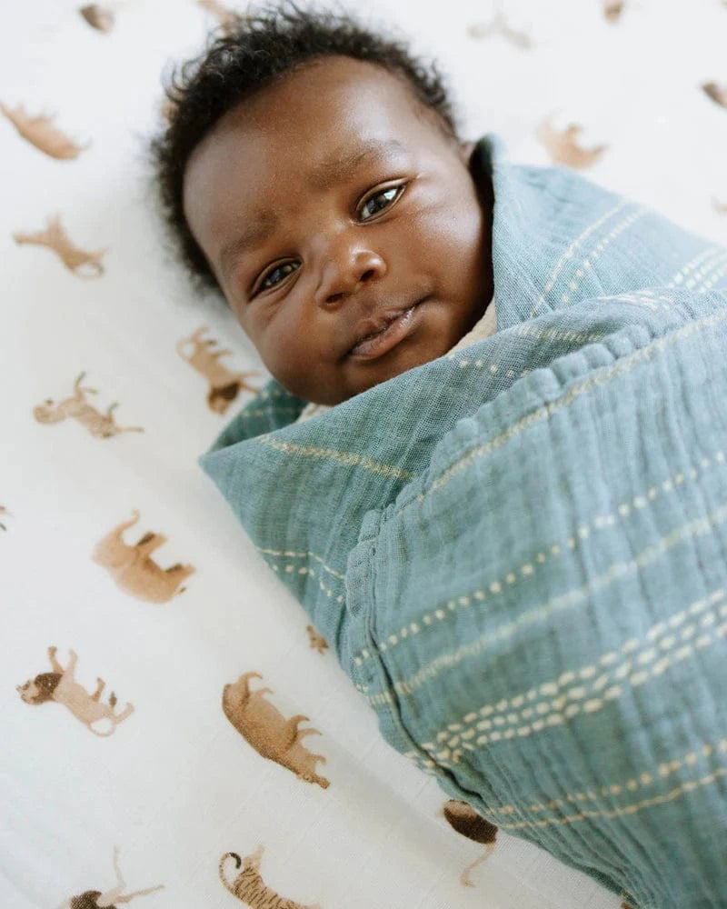 Organic Cotton Muslin Crib Sheet - Animal Crackers Little Unicorn Lil Tulips