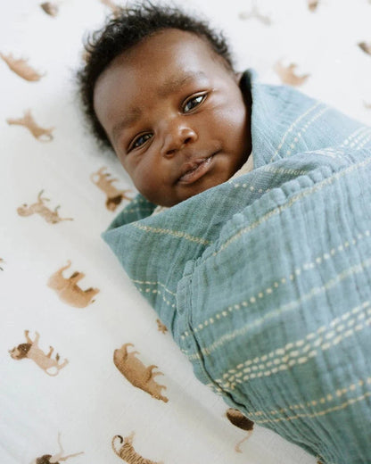 Organic Cotton Muslin Crib Sheet - Animal Crackers Little Unicorn Lil Tulips