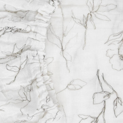 Organic Cotton Muslin Crib Sheet - Pencil Floral Little Unicorn Lil Tulips