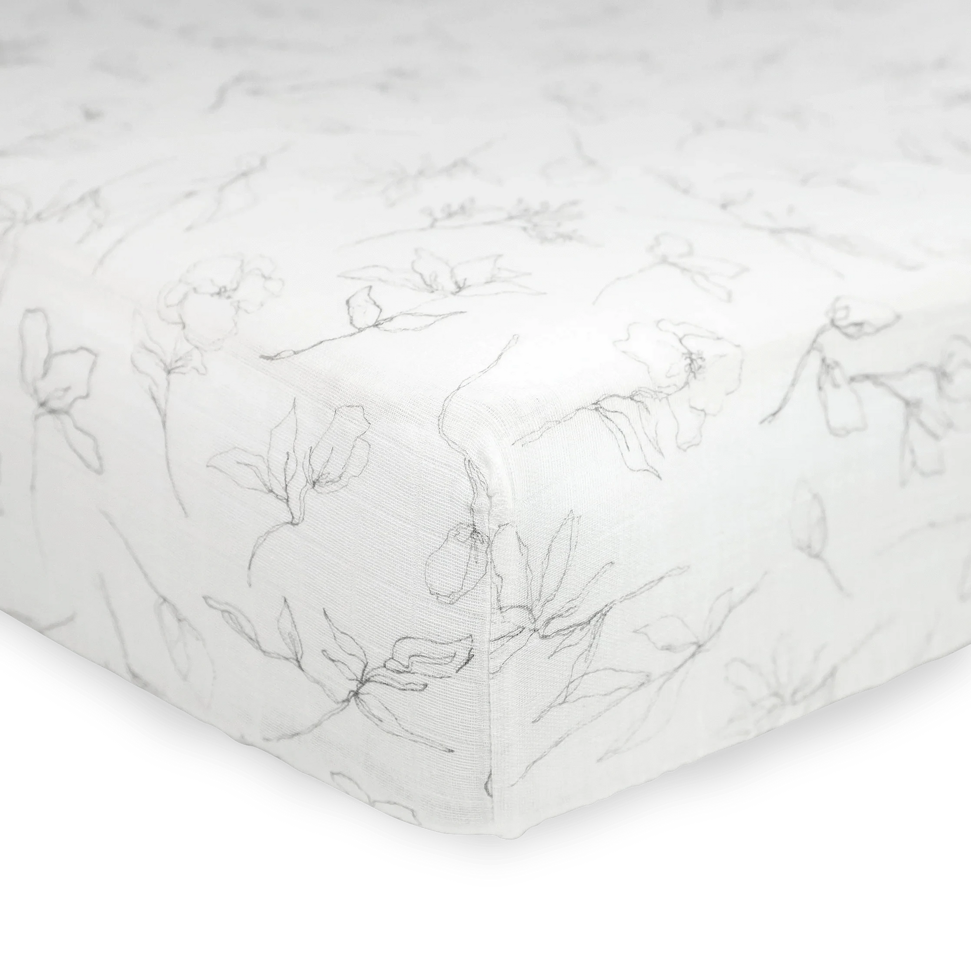 Organic Cotton Muslin Crib Sheet - Pencil Floral Little Unicorn Lil Tulips