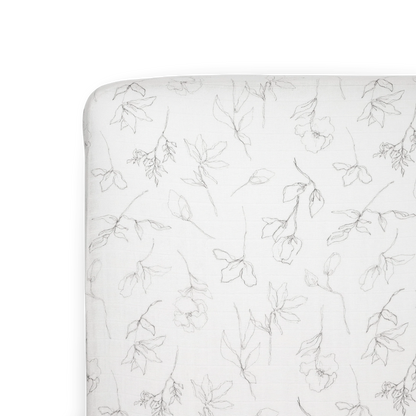 Organic Cotton Muslin Crib Sheet - Pencil Floral Little Unicorn Lil Tulips