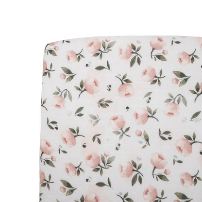 Organic Cotton Muslin Crib Sheet - Watercolor Floret Little Unicorn Lil Tulips