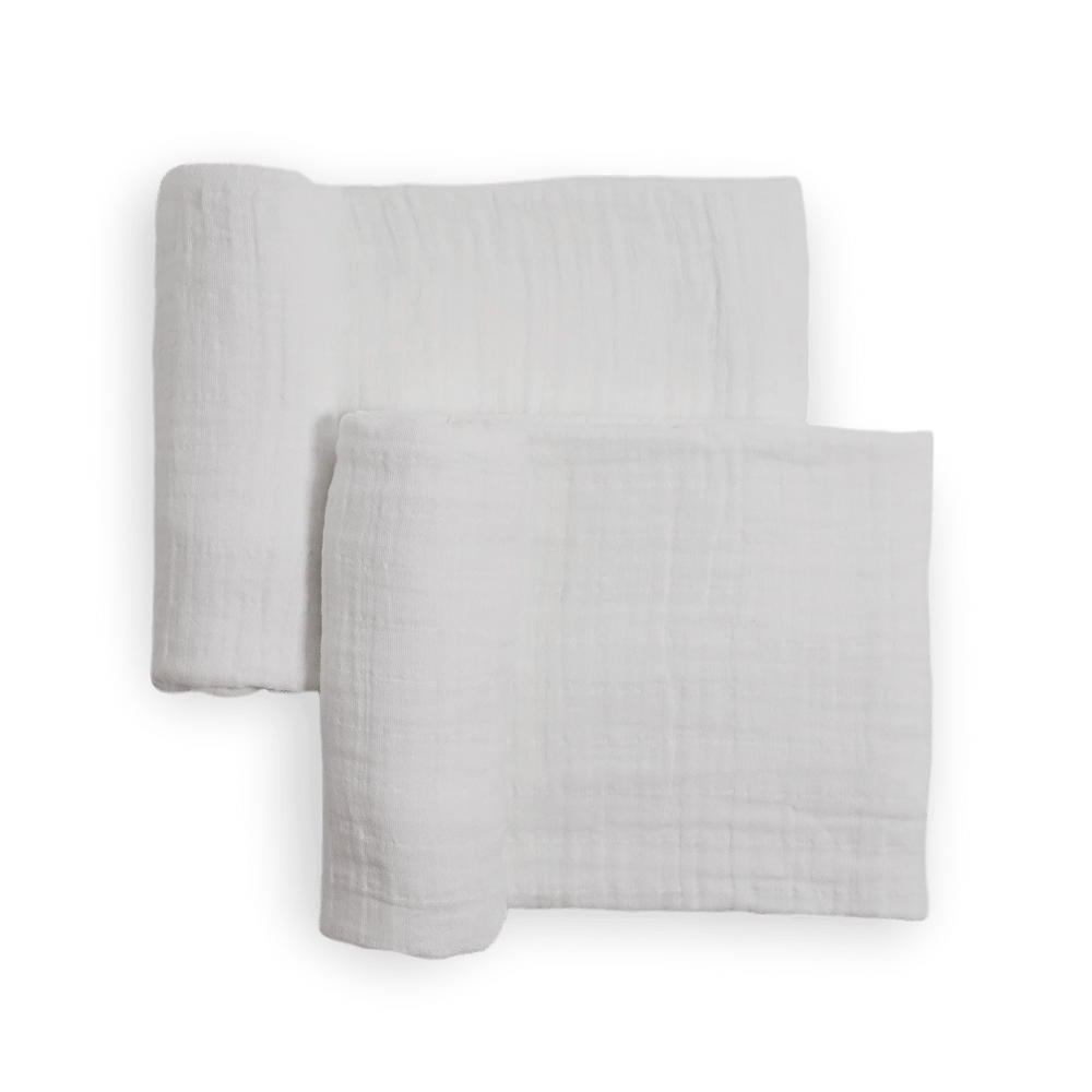 Organic Cotton Muslin Swaddle Blanket 2 Pack - White Little Unicorn Lil Tulips