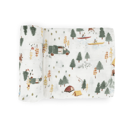 Organic Cotton Muslin Swaddle Blanket - Alpine Adventure Little Unicorn Lil Tulips