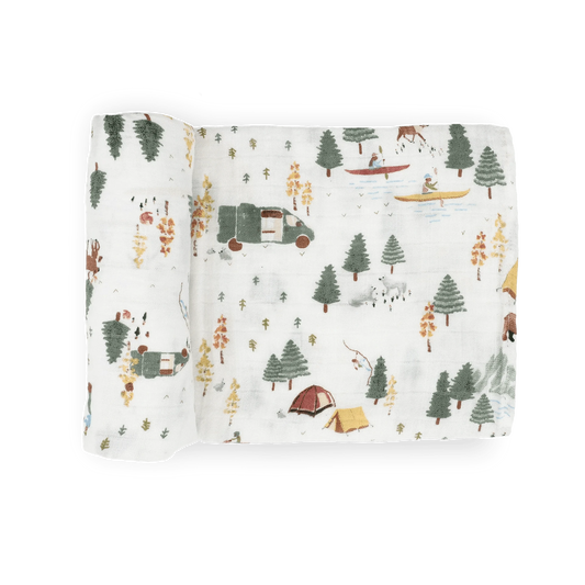 Organic Cotton Muslin Swaddle Blanket - Alpine Adventure Little Unicorn Lil Tulips
