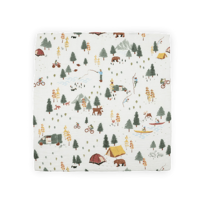 Organic Cotton Muslin Swaddle Blanket - Alpine Adventure Little Unicorn Lil Tulips