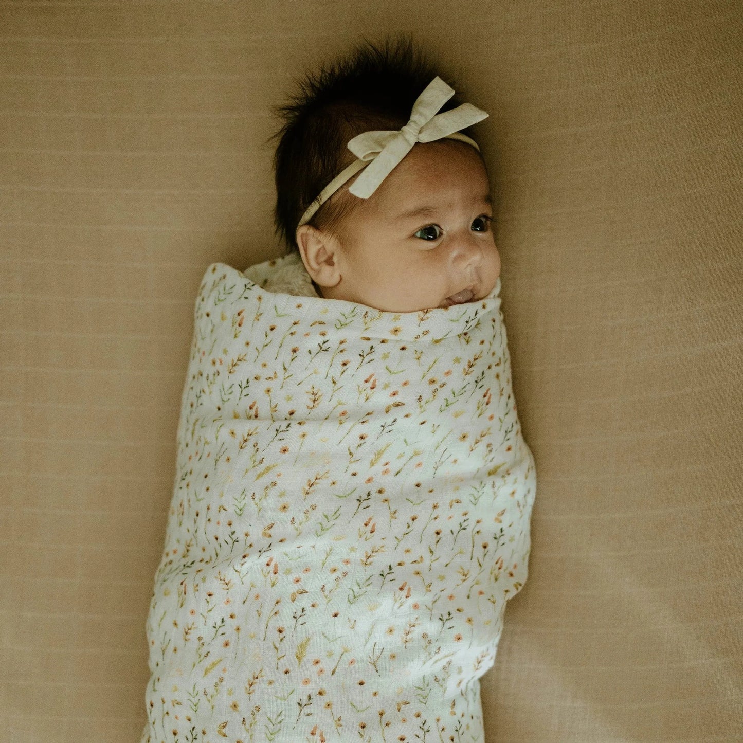 Organic Cotton Muslin Swaddle Blanket - Floral Field Little Unicorn Lil Tulips