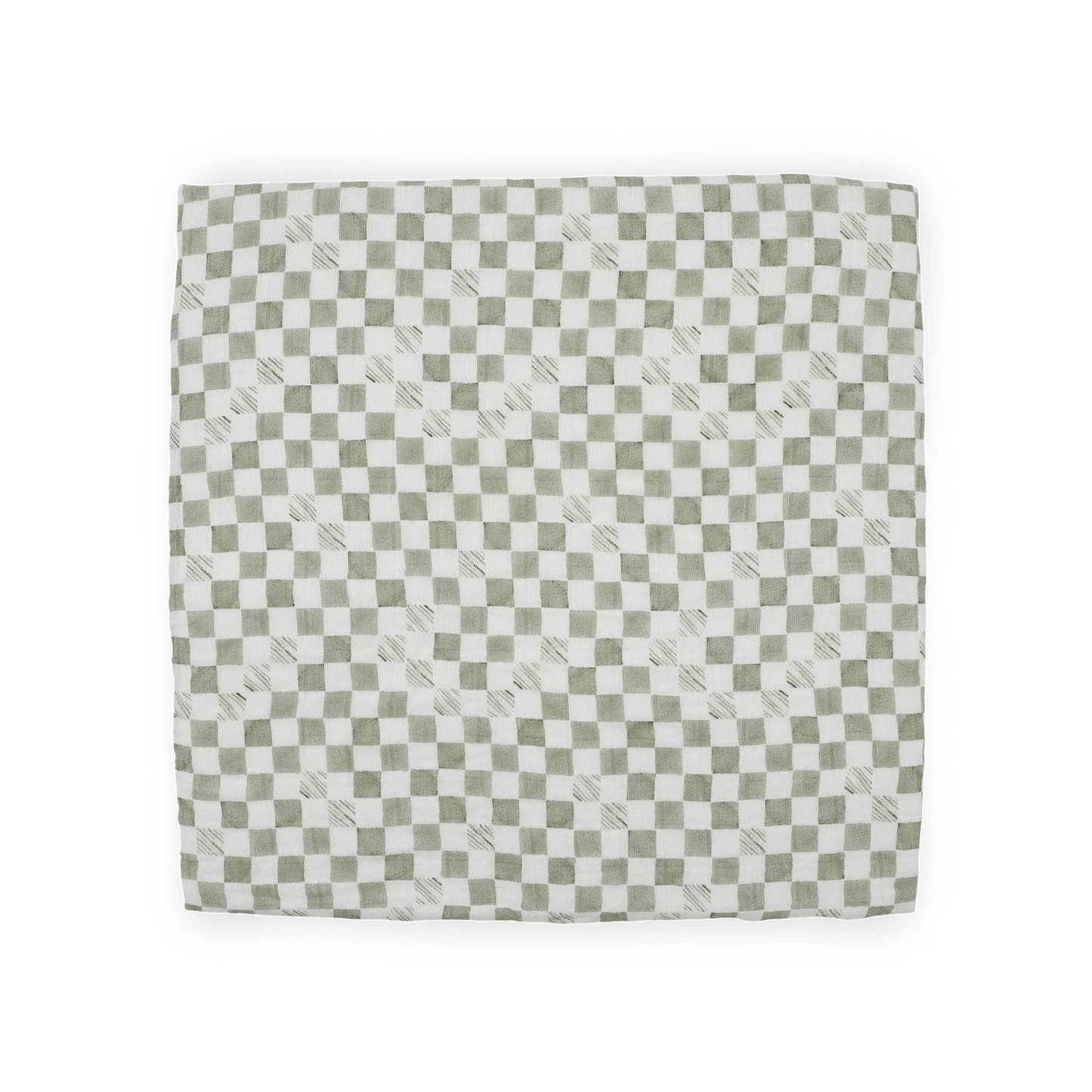 Organic Cotton Muslin Swaddle Blanket - Green Checker Little Unicorn Lil Tulips