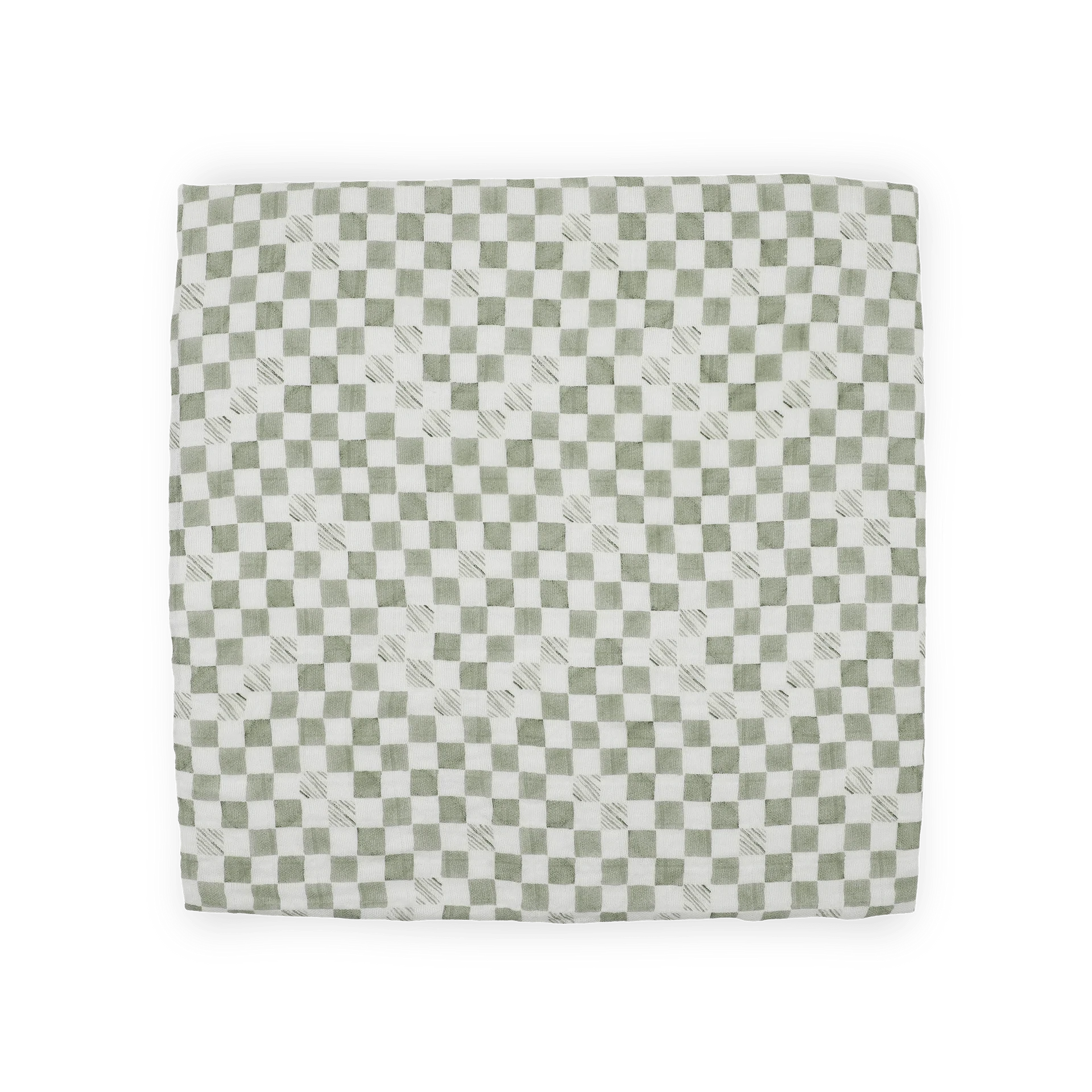 Organic Cotton Muslin Swaddle Blanket - Green Checker Little Unicorn Lil Tulips