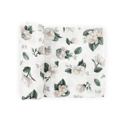 Organic Cotton Muslin Swaddle Blanket - Magnolia Little Unicorn Lil Tulips