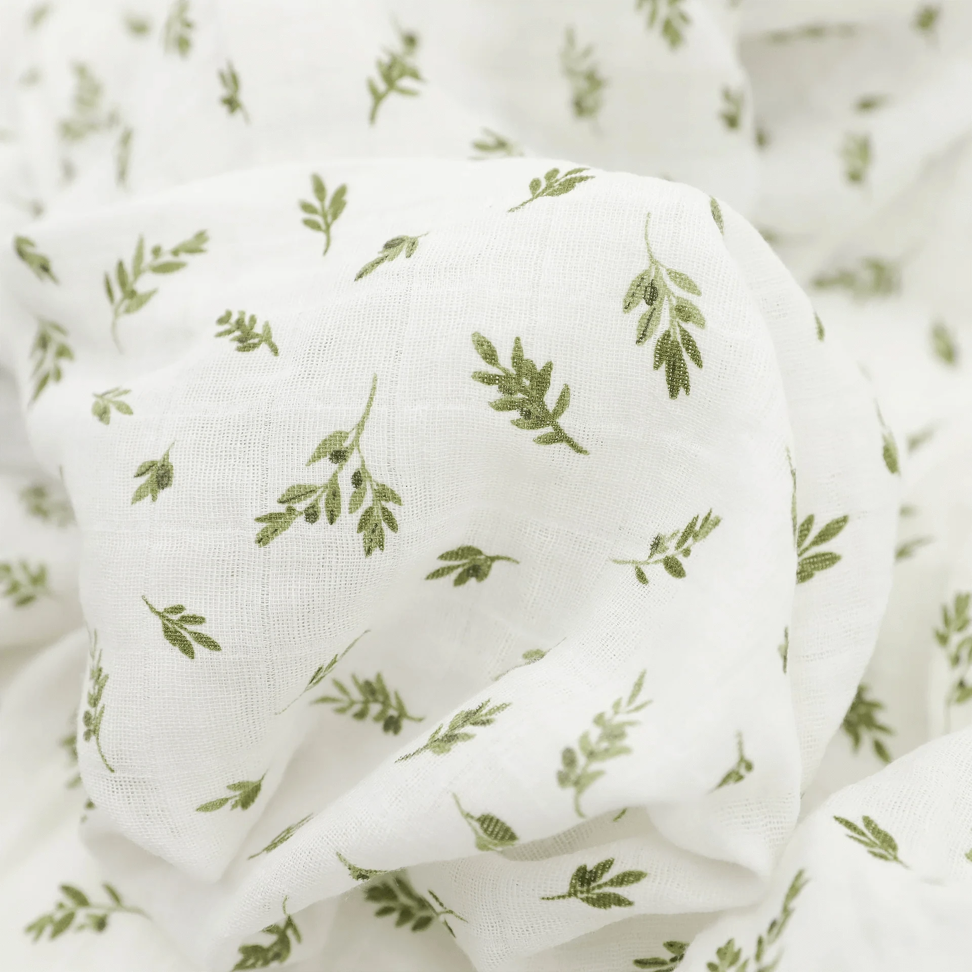 Organic Cotton Muslin Swaddle Blanket - Olive Branch Little Unicorn Lil Tulips