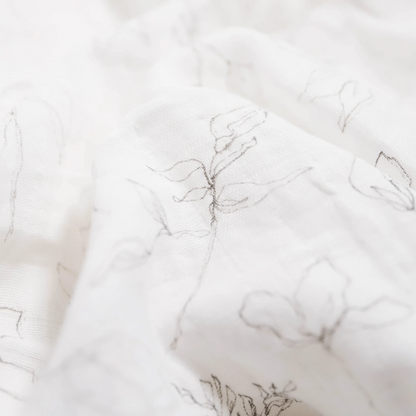Organic Cotton Muslin Swaddle Blanket - Pencil Floral Little Unicorn Lil Tulips