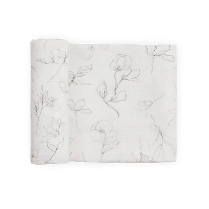 Organic Cotton Muslin Swaddle Blanket - Pencil Floral Little Unicorn Lil Tulips