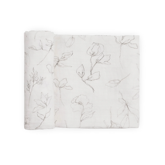 Organic Cotton Muslin Swaddle Blanket - Pencil Floral Little Unicorn Lil Tulips