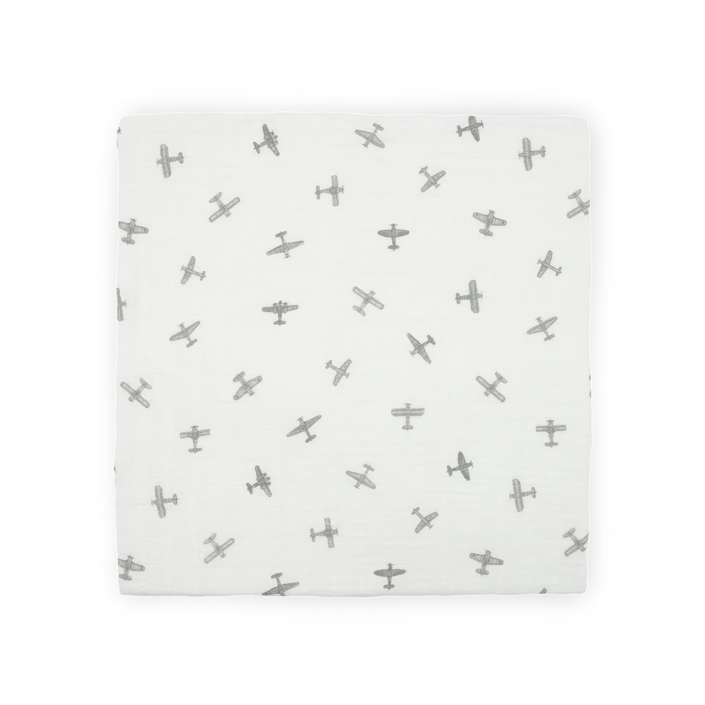 Organic Cotton Muslin Swaddle Blanket - Pewter Planes Little Unicorn Lil Tulips
