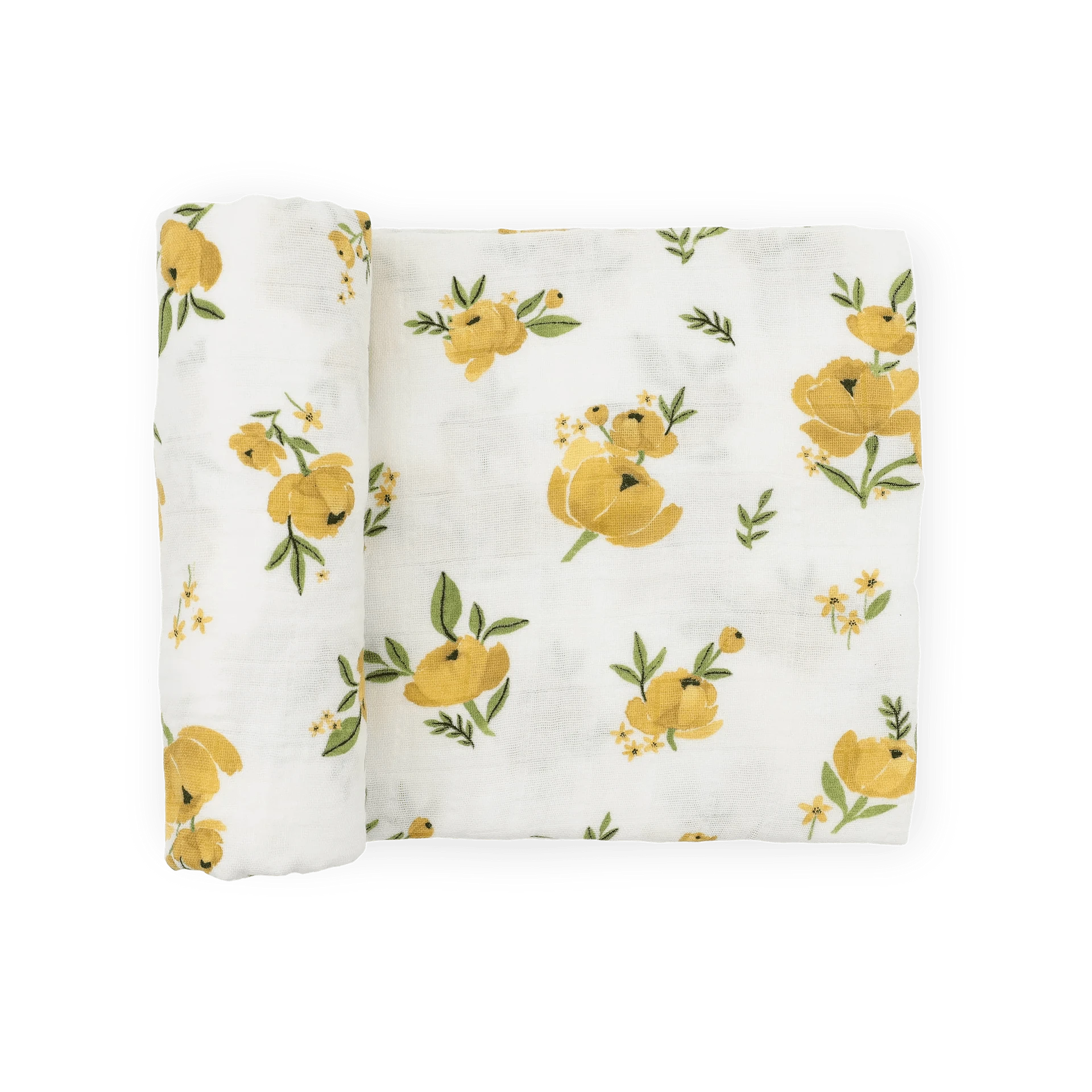Organic Cotton Muslin Swaddle Blanket - Yellow Roses Little Unicorn Lil Tulips