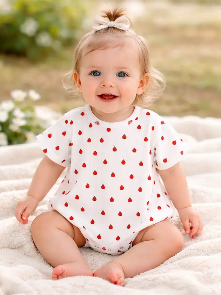 Organic Pointelle T-Shirt Bubble - Ladybug SIIX Collection Lil Tulips