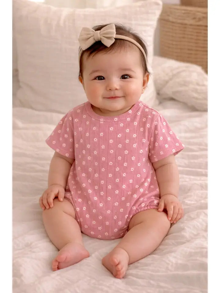 Organic Pointelle T-Shirt Bubble - Pink Flower SIIX Collection Lil Tulips