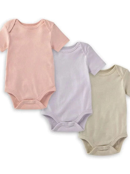 Organic Solid Short Sleeve Bodysuits - Set of 3 - Pink Sand Burt's Bees Baby Lil Tulips