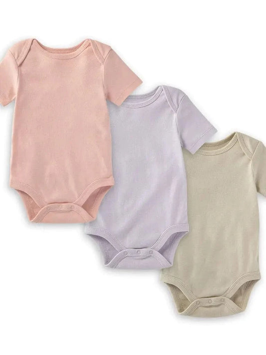 Organic Solid Short Sleeve Bodysuits - Set of 3 - Pink Sand Burt's Bees Baby Lil Tulips