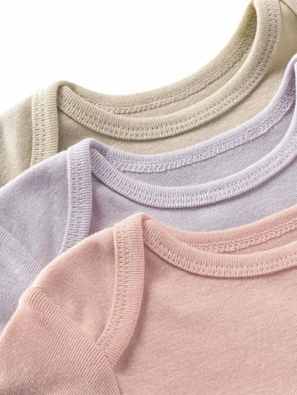 Organic Solid Short Sleeve Bodysuits - Set of 3 - Pink Sand Burt's Bees Baby Lil Tulips