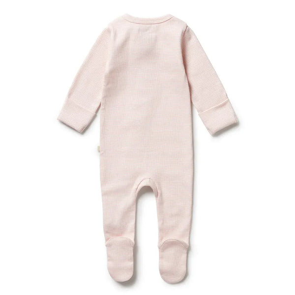 Organic Stripe Rib Zipsuit with Feet - Cantaloupe Wilson & Frenchy Lil Tulips