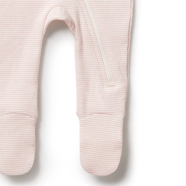 Organic Stripe Rib Zipsuit with Feet - Cantaloupe Wilson & Frenchy Lil Tulips