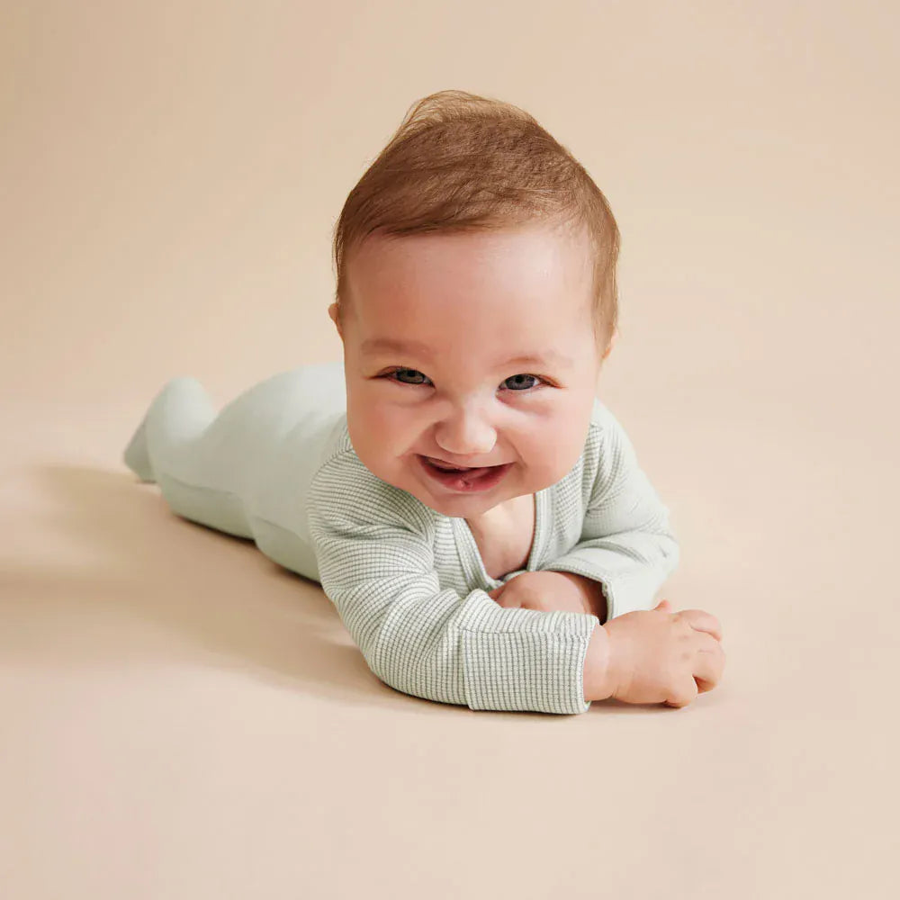 Organic Stripe Rib Zipsuit with Feet - Fern Wilson & Frenchy Lil Tulips