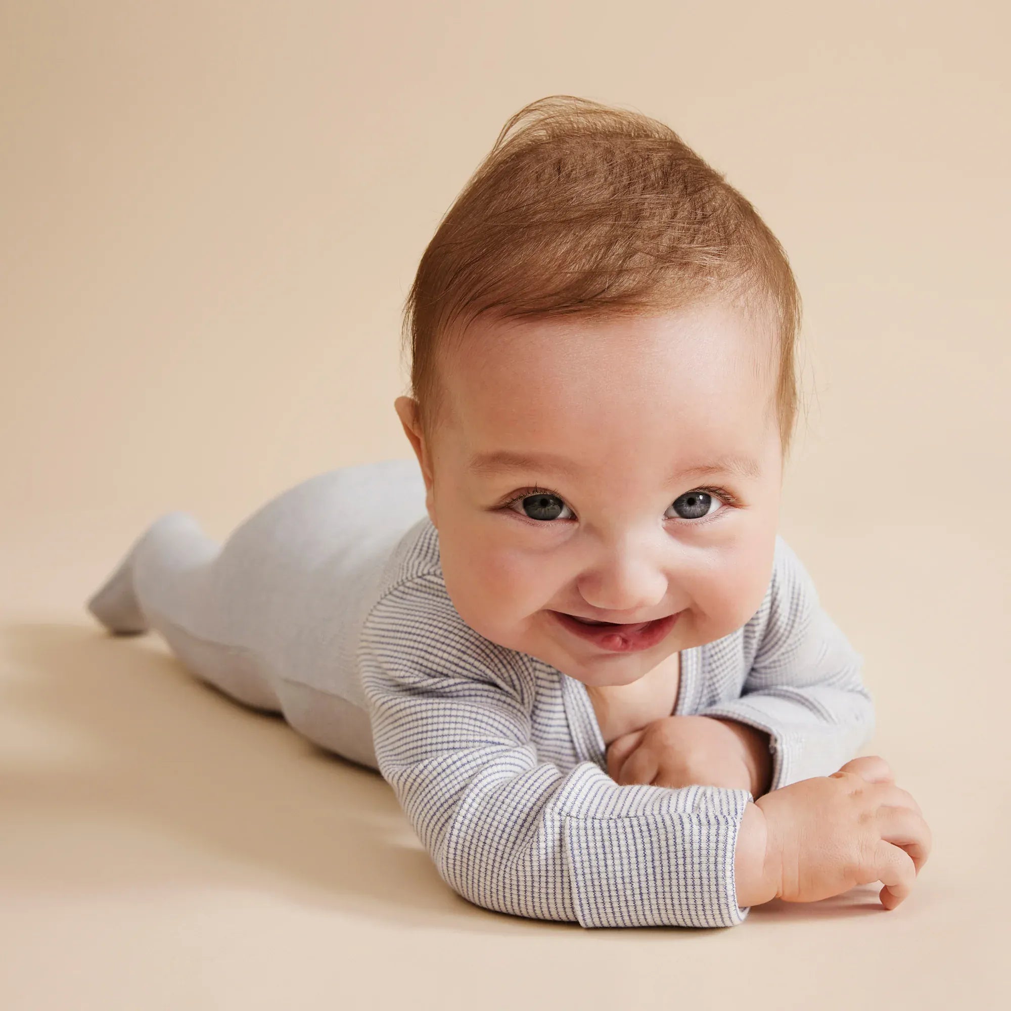 Organic Stripe Rib Zipsuit with Feet - Rain Drop Wilson & Frenchy Lil Tulips