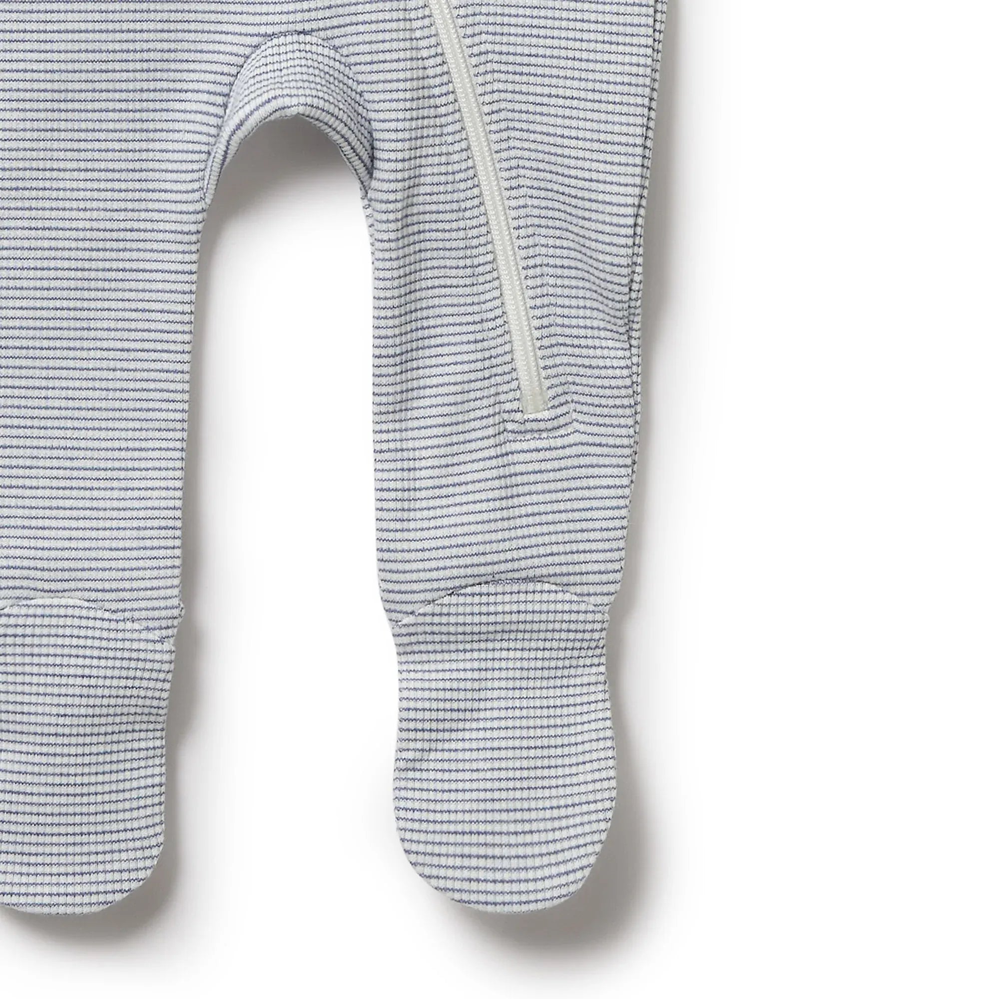 Organic Stripe Rib Zipsuit with Feet - Rain Drop Wilson & Frenchy Lil Tulips
